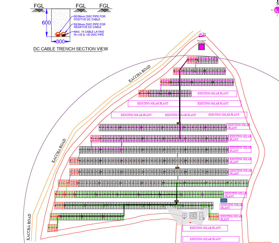 DC cable trench layout drawing, Dalodasagra solar project