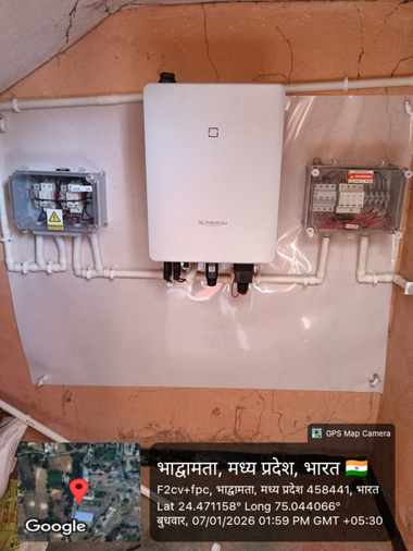 Inverter and metering panel at Patidar Dharmsala, Bhadwamata