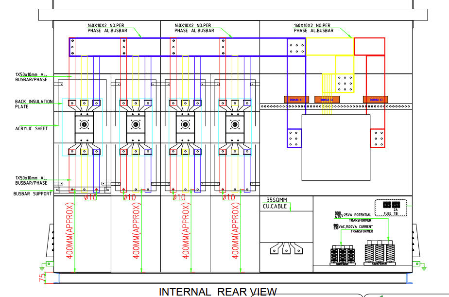 LT/HT panel general arrangement, internal rear view, Jhanjharwada