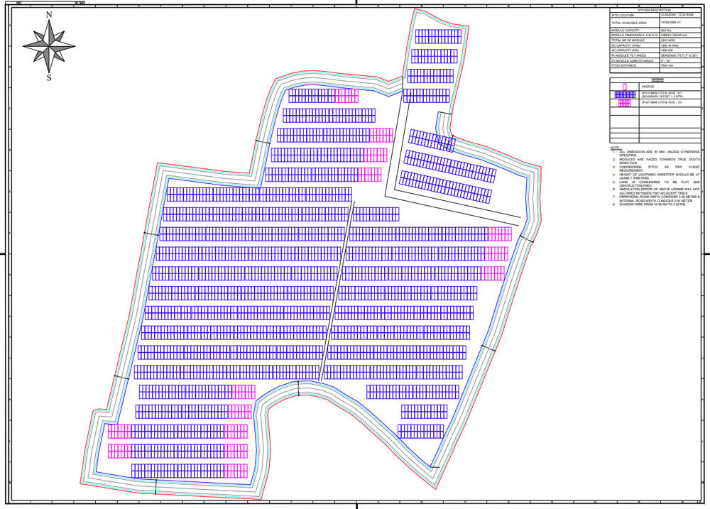 PV array layout drawing for Venkateshwara Solar Park
