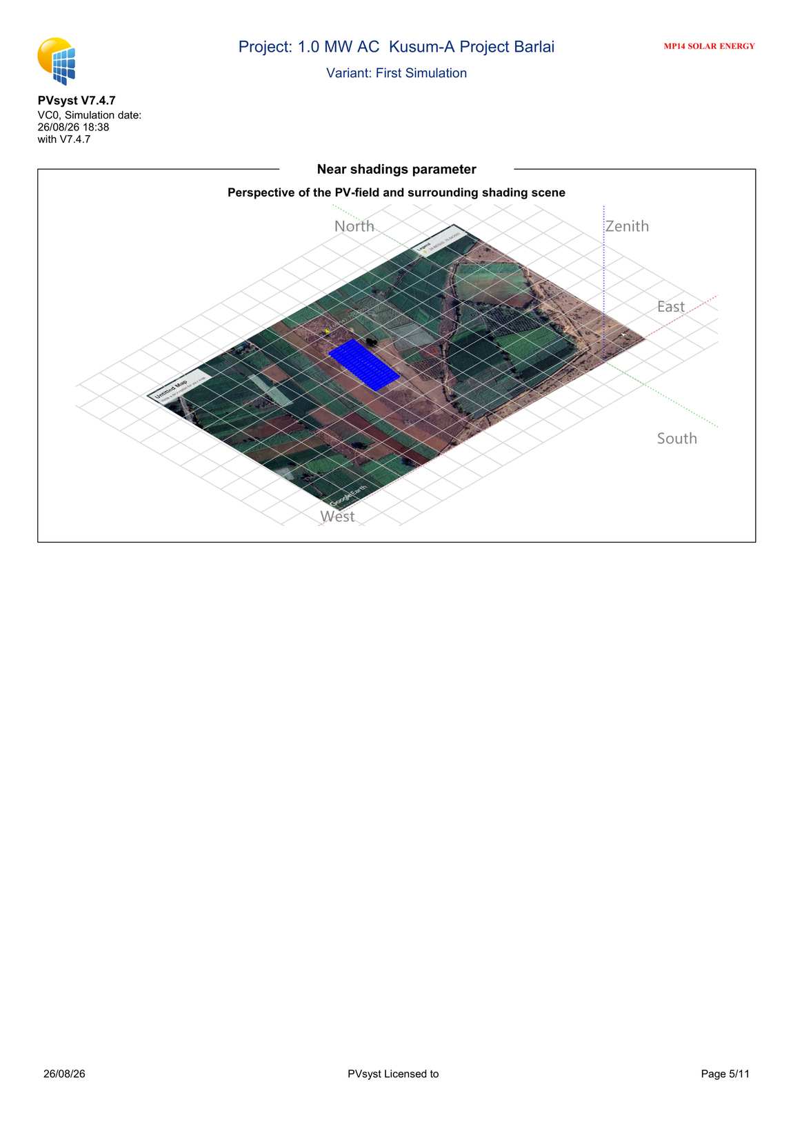 PVsyst 3D near-shading simulation over satellite imagery