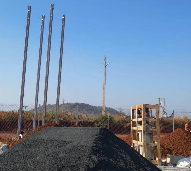 Transmission pole construction at Balaguda
